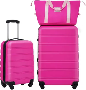 Luggage, Hardshell Luggage Sets 2Pcs   Bag Spinner Suitcase with TSA Lock Lightweight 20"   28", Suitcase (Pink)