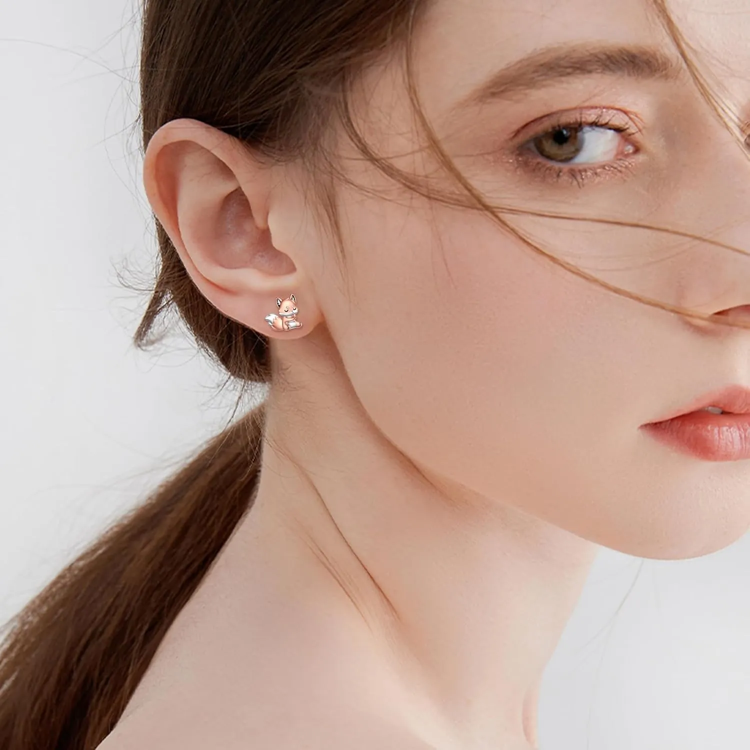 LUHE Animal Stud Earrings Sterling Silver Penguin/Paw Print/Panda/Dinosaur/Octopus/Axolotl/Cow/Fox/Cat/Bee/Pig/Rabbit Stud Earrings Animal Earrings for women