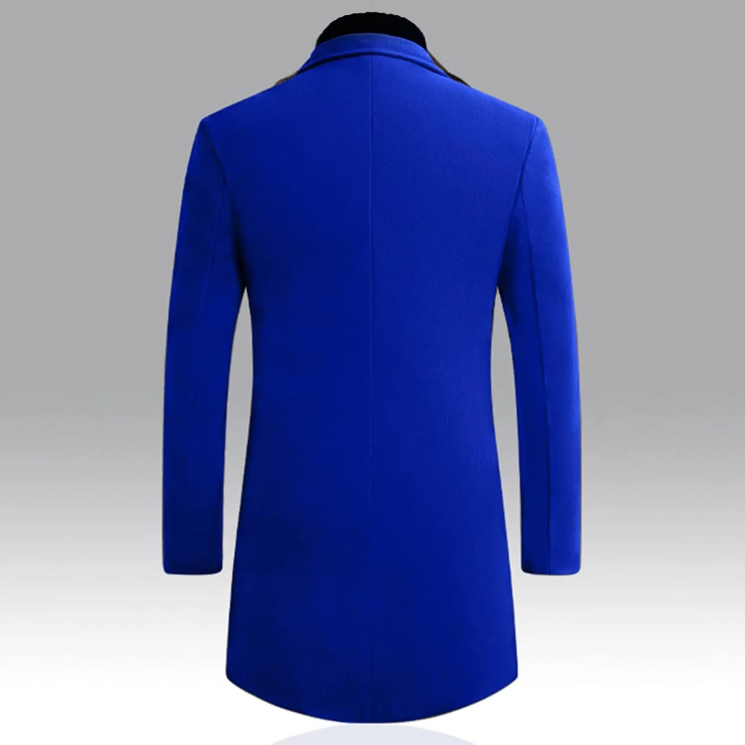 Lu's Chic Men's Slim Fit Pea Coat Thick Overcoats Warm Trench Coats Single Breasted Outerwear Casual Business Dress Coat