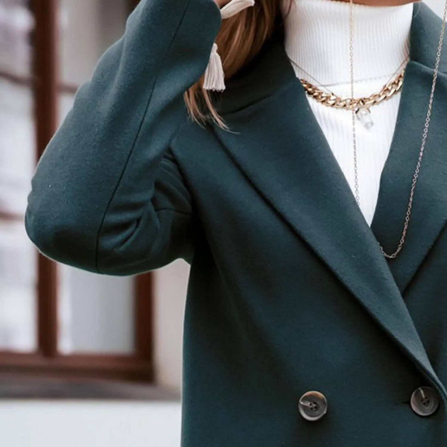 Maiyifu-GJ Womens Elegant Notched Lapel Double Breasted Wool Blend Coat Jacket Long Trench Coat Winter Overcoat Outerwear