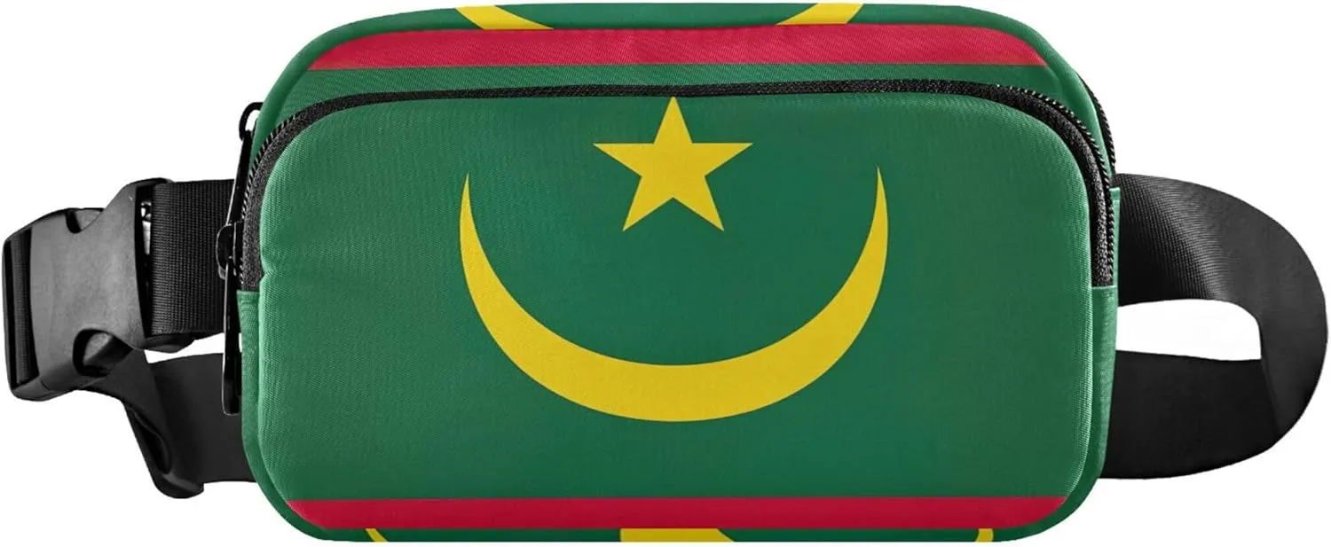 Mauritania National Flag Women Fanny Packs Bright Color Large Hip Belt Bag Waterproof Travel Waist Pouch