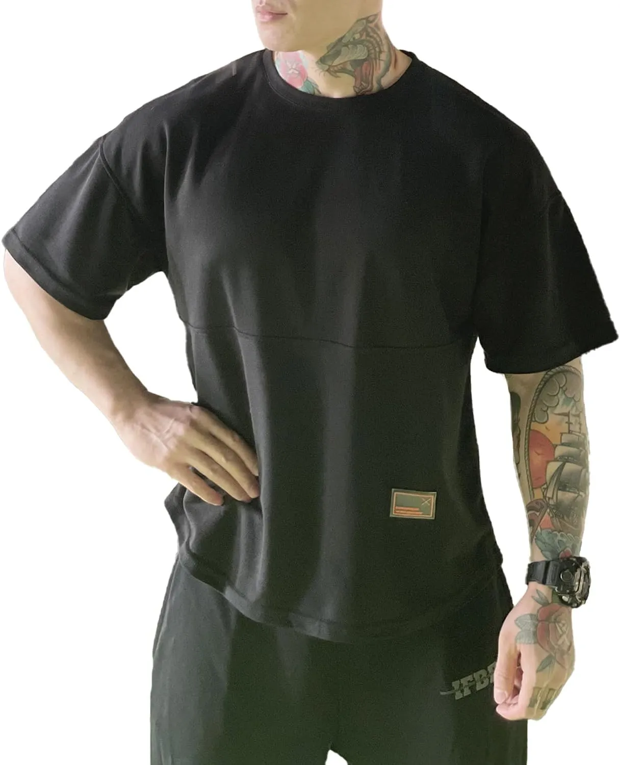maytopia Mens Gym Workout Tshirt,Quick Dry Loose Fit Muscle Shirts,Athletic Short Sleeve Running Fitness Tee