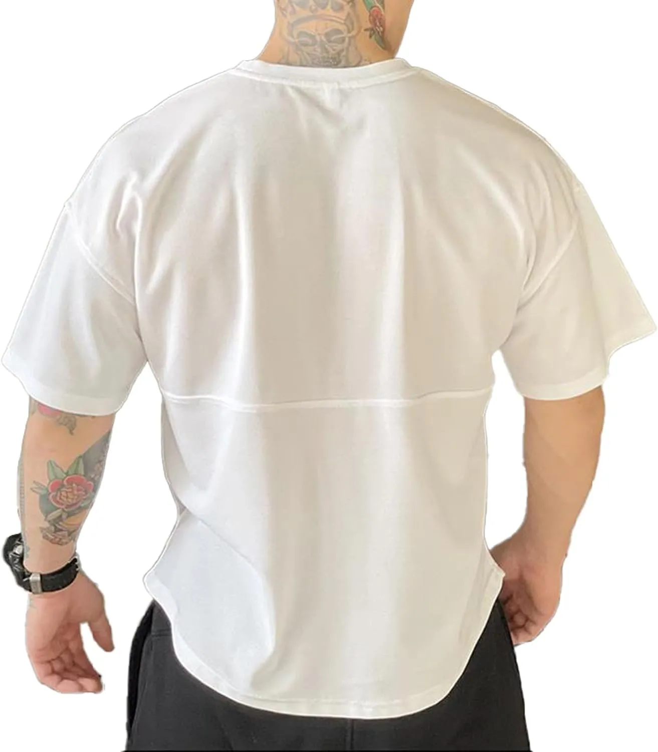 maytopia Mens Gym Workout Tshirt,Quick Dry Loose Fit Muscle Shirts,Athletic Short Sleeve Running Fitness Tee