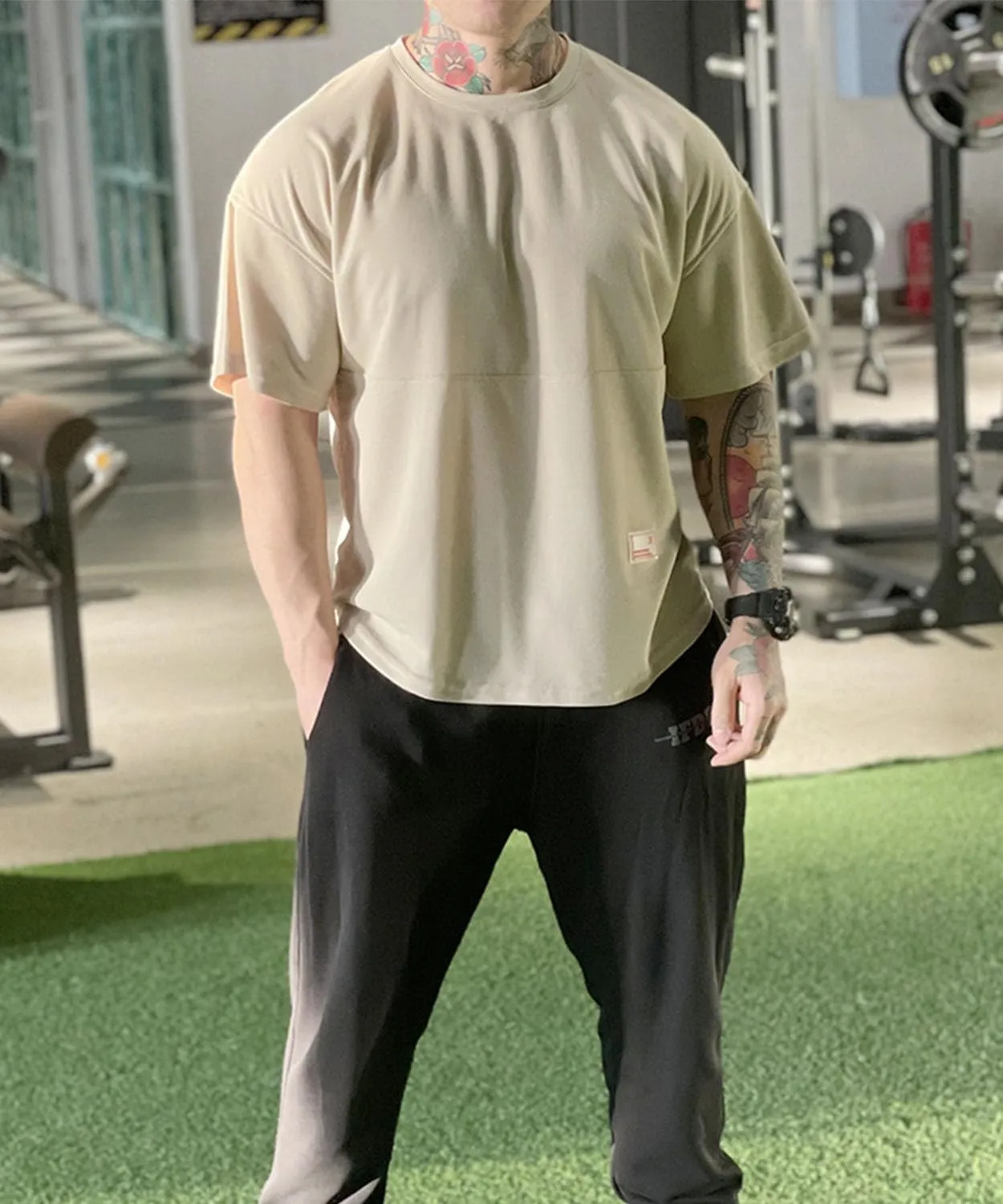 maytopia Mens Gym Workout Tshirt,Quick Dry Loose Fit Muscle Shirts,Athletic Short Sleeve Running Fitness Tee