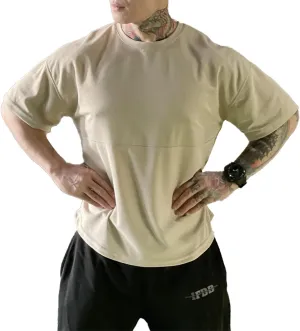 maytopia Mens Gym Workout Tshirt,Quick Dry Loose Fit Muscle Shirts,Athletic Short Sleeve Running Fitness Tee