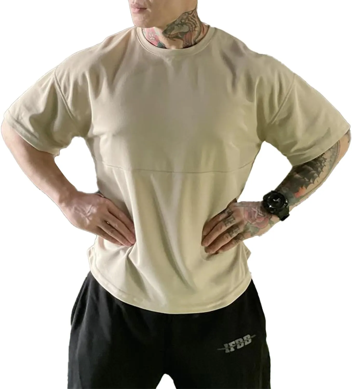 maytopia Mens Gym Workout Tshirt,Quick Dry Loose Fit Muscle Shirts,Athletic Short Sleeve Running Fitness Tee