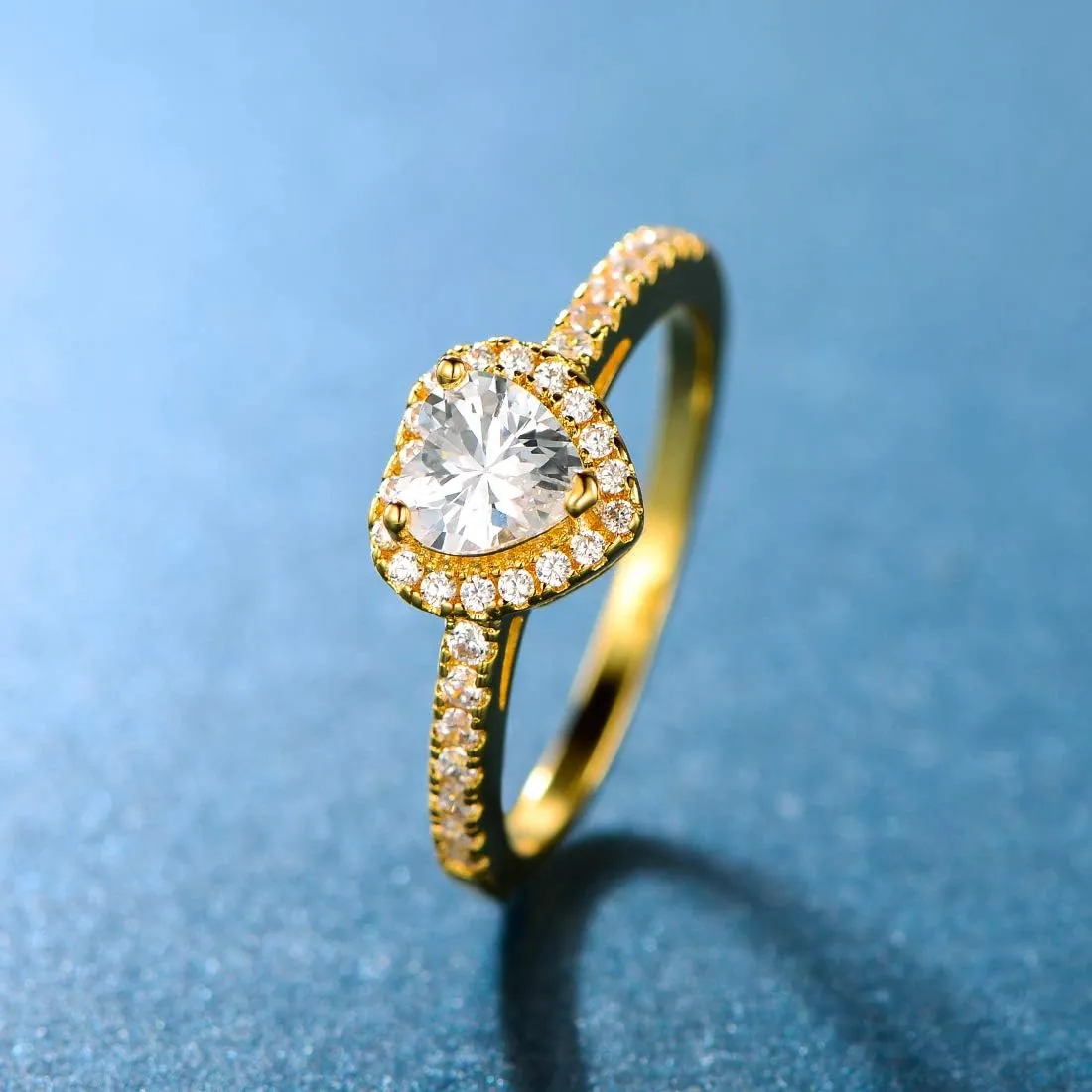 MDFUN Luxurious 18k Gold Plated Cubic Zirconia Wedding Engagement Rings Eternity Bridal Band Halo Rings