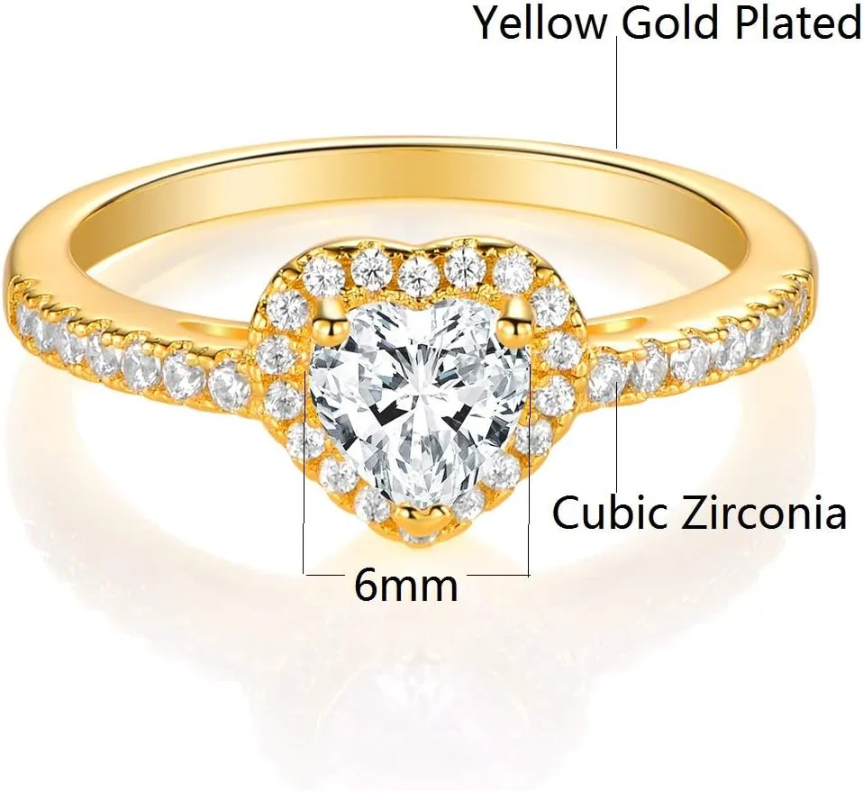 MDFUN Luxurious 18k Gold Plated Cubic Zirconia Wedding Engagement Rings Eternity Bridal Band Halo Rings