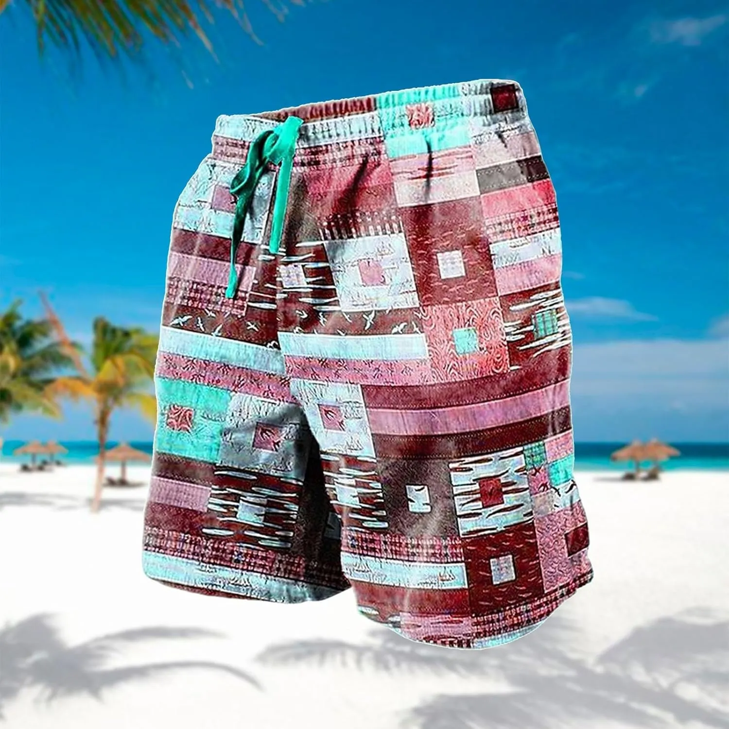 Men Casual Linen Shorts Fitness Sports Plus Size Five Quick Drying Beach Pants Shorts Khaki Men's Shorts Swim for