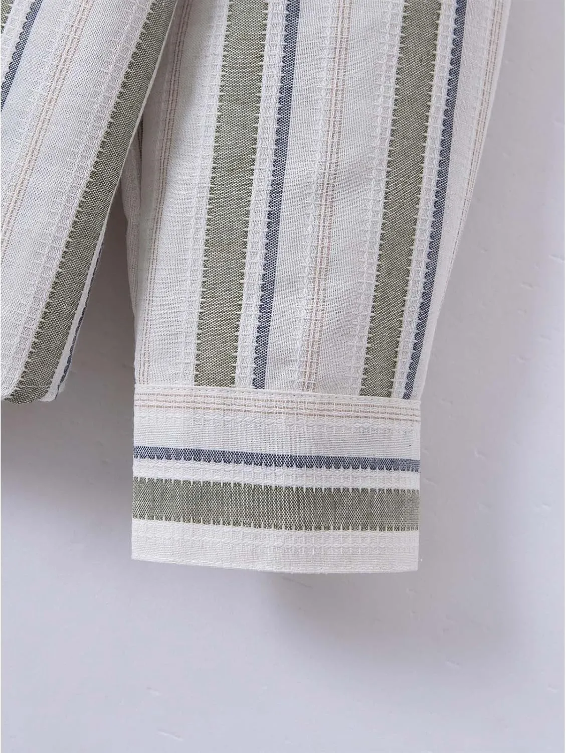 Men Cotton and Linen Shirt Button Down Lapel Striped Printed Long Sleeve Blouse Tops Casual Soft Slim Fit Shirts