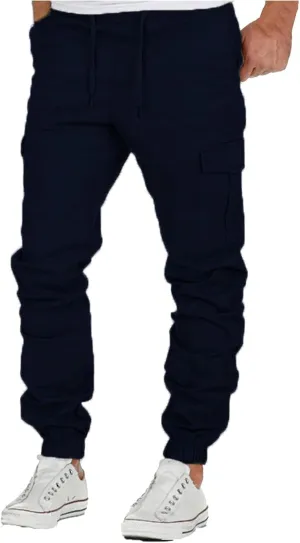 Men' S Leisure Relaxed Fit Pants Joggers Hiking Cargo Pants Solid Multi-Pocket Trousers Overalls Gym Sweatpants