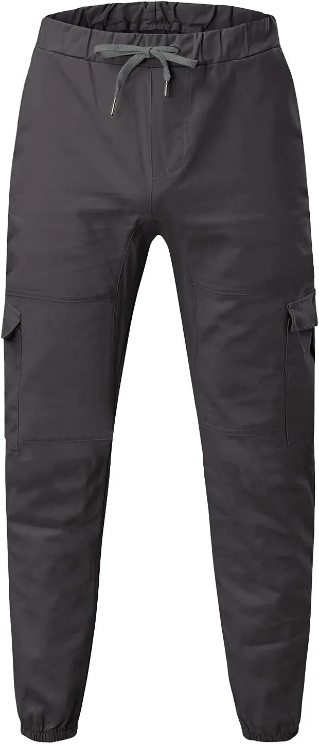 Men' S Leisure Relaxed Fit Pants Joggers Hiking Cargo Pants Solid Multi-Pocket Trousers Overalls Gym Sweatpants