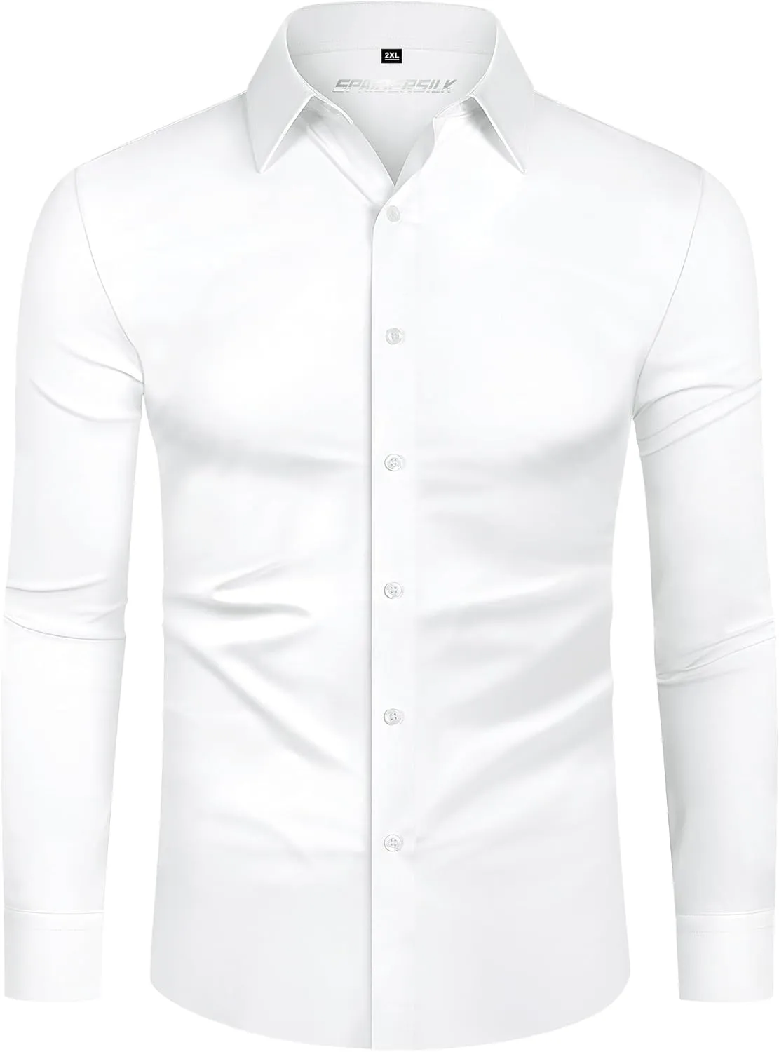 Men's 4-Way Stretch Dress Shirts Long Sleeve Wrinkle Free Slim Fit Business Casual Button Down Shirts for Men