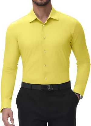 Men's 4-Way Stretch Dress Shirts Long Sleeve Wrinkle Free Slim Fit Business Casual Button Down Shirts for Men