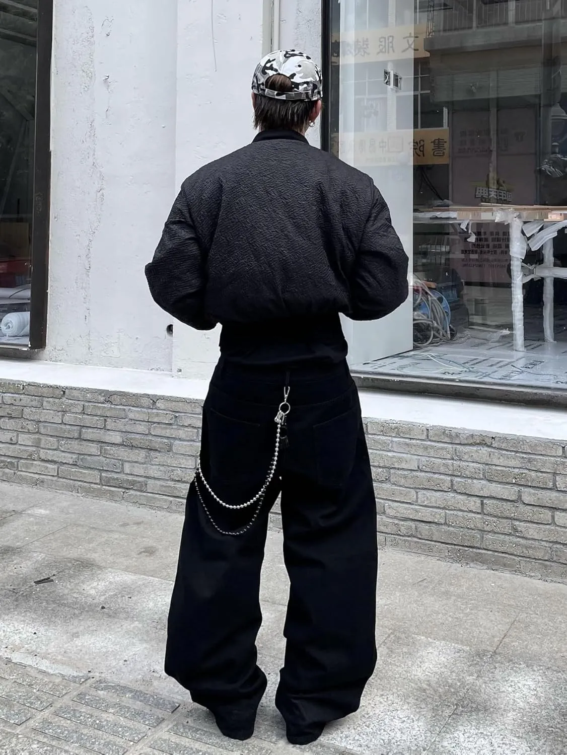 Men's Angled Button Fly Baggy Jeans Hip Hop Y2k Wide Leg Denim Pants Skater Jeans Streetwear