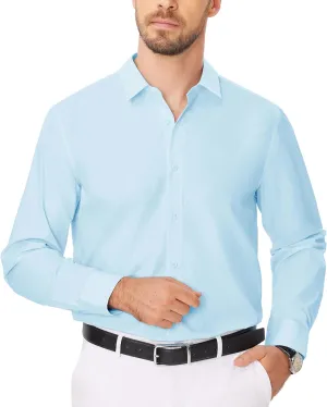Mens Business Dress Shirt Long Sleeve Button Down Formal Shirt for Men Cotton Slim Fit Shirt for Wedding