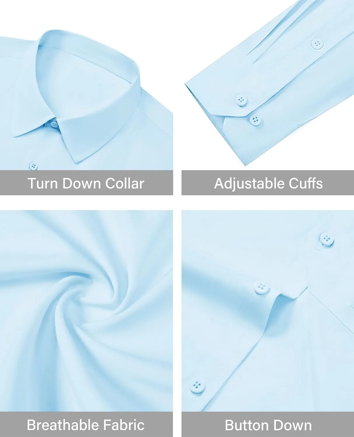 Mens Business Dress Shirt Long Sleeve Button Down Formal Shirt for Men Cotton Slim Fit Shirt for Wedding