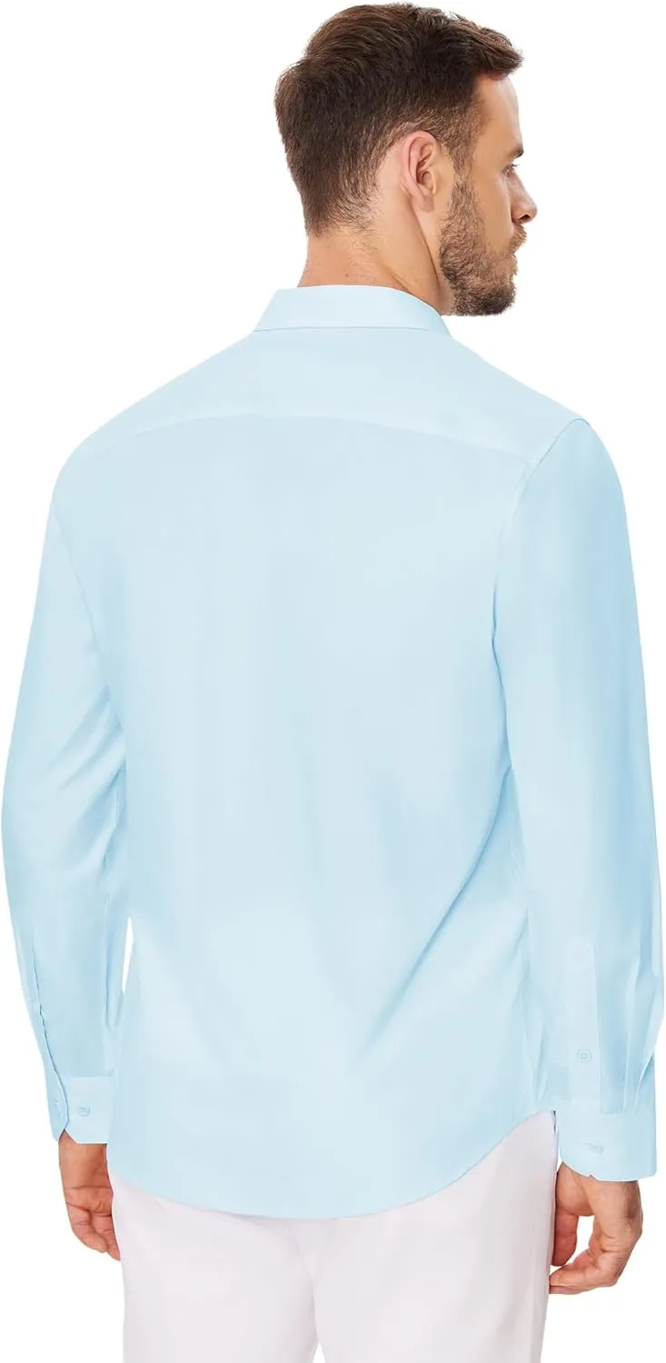 Mens Business Dress Shirt Long Sleeve Button Down Formal Shirt for Men Cotton Slim Fit Shirt for Wedding