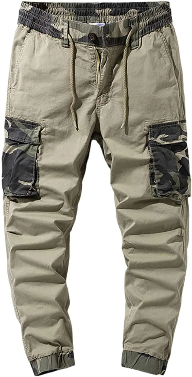 Mens Cargo Pants Relaxed Fit Casual Hiking Pants Workout Joggers Stretch Outdoor Twill Track Sweatpants Multi Pockets