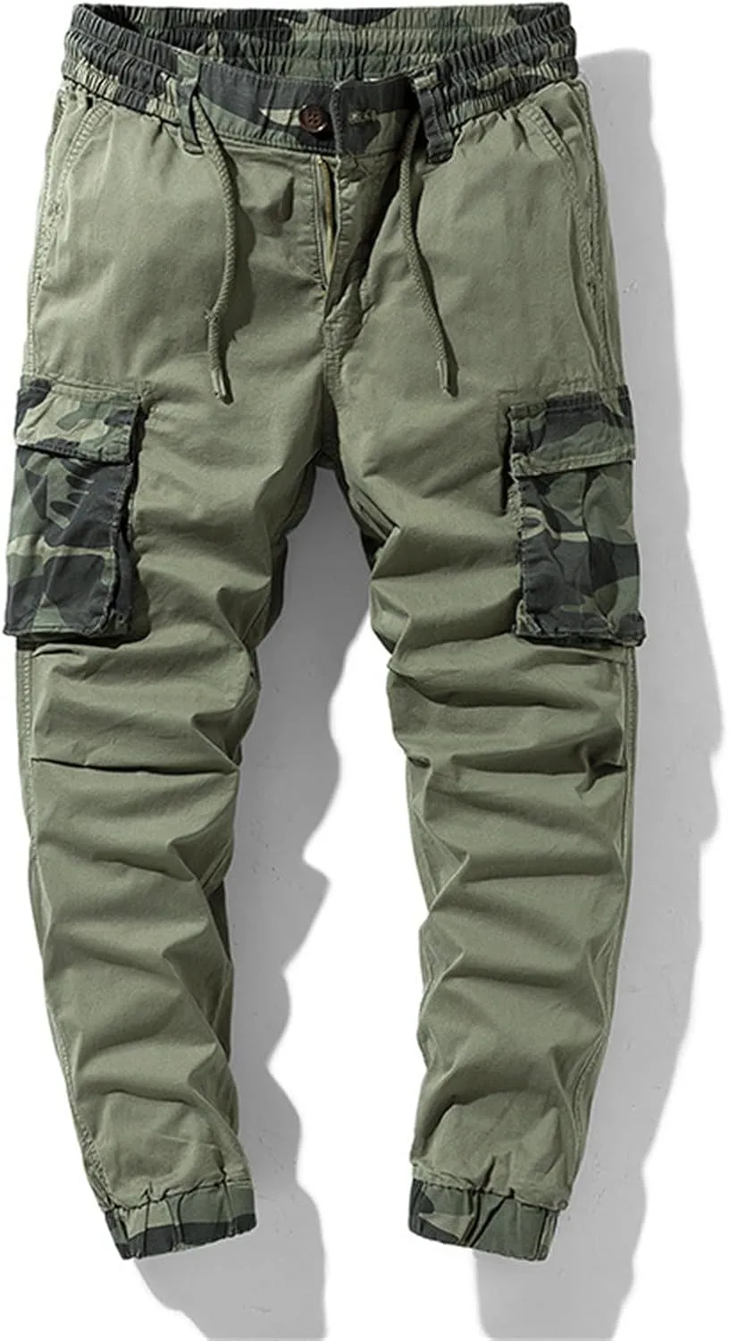 Mens Cargo Pants Relaxed Fit Casual Hiking Pants Workout Joggers Stretch Outdoor Twill Track Sweatpants Multi Pockets