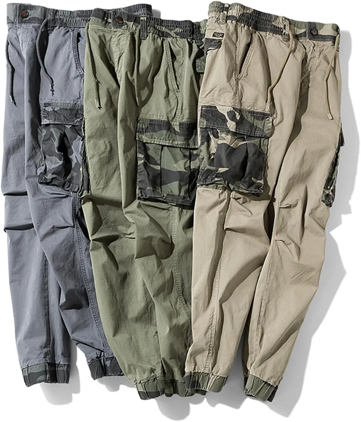 Mens Cargo Pants Relaxed Fit Casual Hiking Pants Workout Joggers Stretch Outdoor Twill Track Sweatpants Multi Pockets