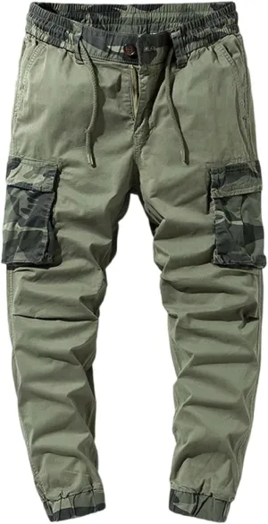 Mens Cargo Pants Relaxed Fit Casual Hiking Pants Workout Joggers Stretch Outdoor Twill Track Sweatpants Multi Pockets