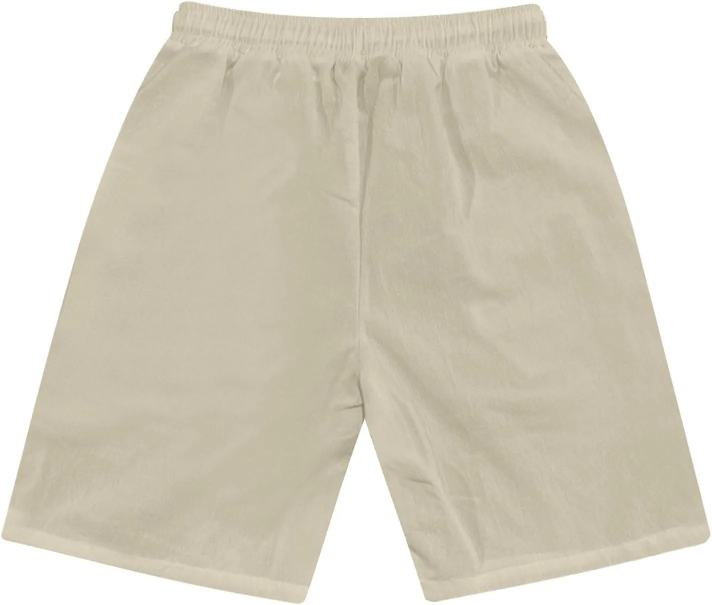 Men's Cotton Linen Shorts Solid Color Casual Pocket Button Shorts with Pockets
