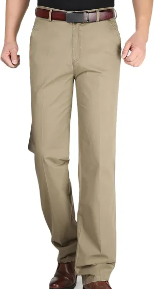 Mens Dress Pants Casual Business Relaxed Fit Leisure Khaki Pant Expandable Waist Flat Front Trousers with Pocket 2025