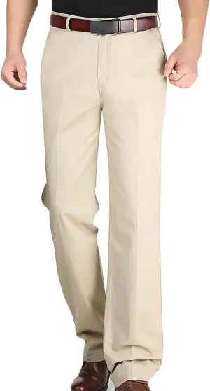 Mens Dress Pants Casual Business Relaxed Fit Leisure Khaki Pant Expandable Waist Flat Front Trousers with Pocket 2025