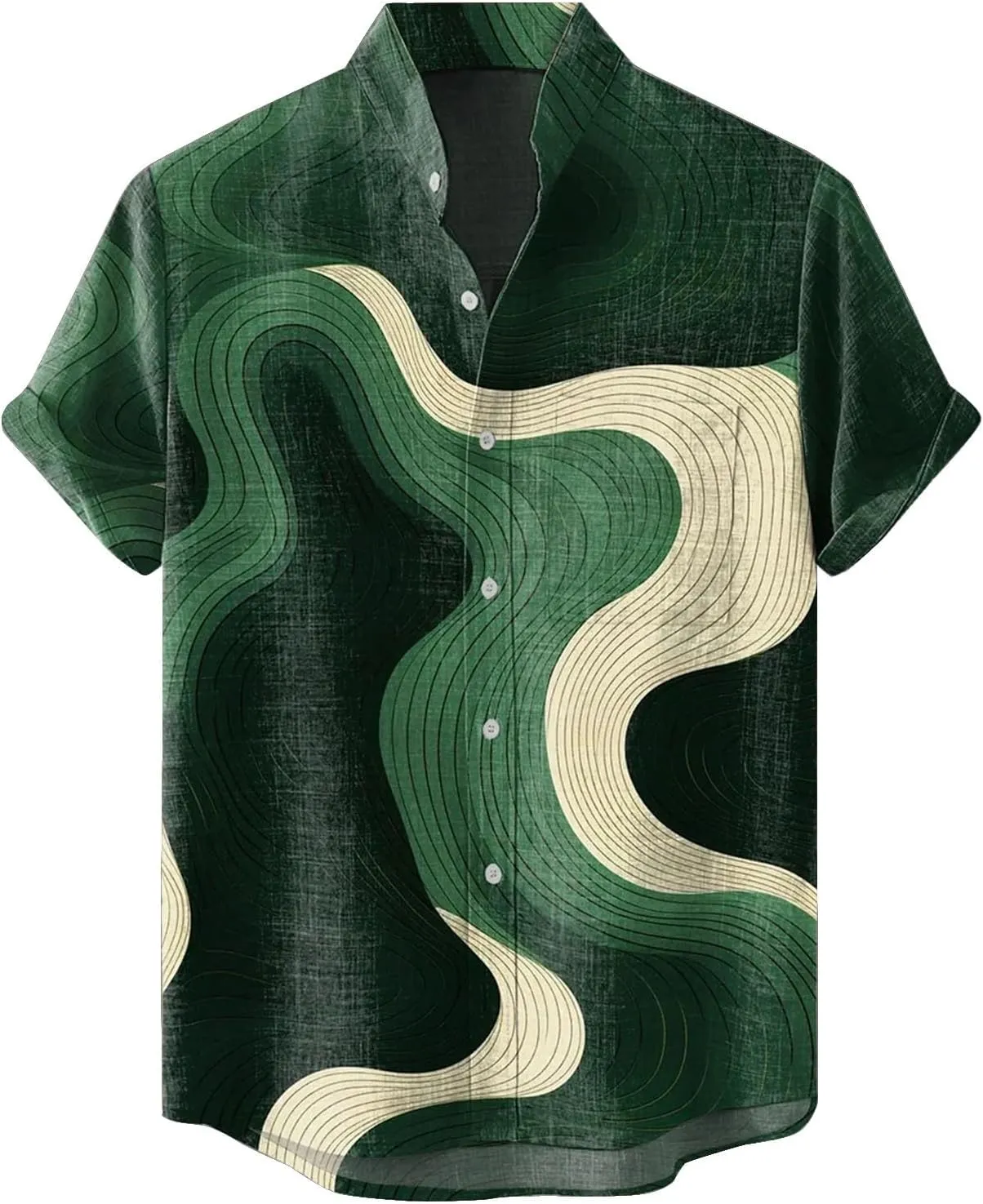 Mens Hawaiian Shirts Cotton Linen Short Sleeve Loose Fit Shirt Button Down Casual Summer Beach Vacation Shirts