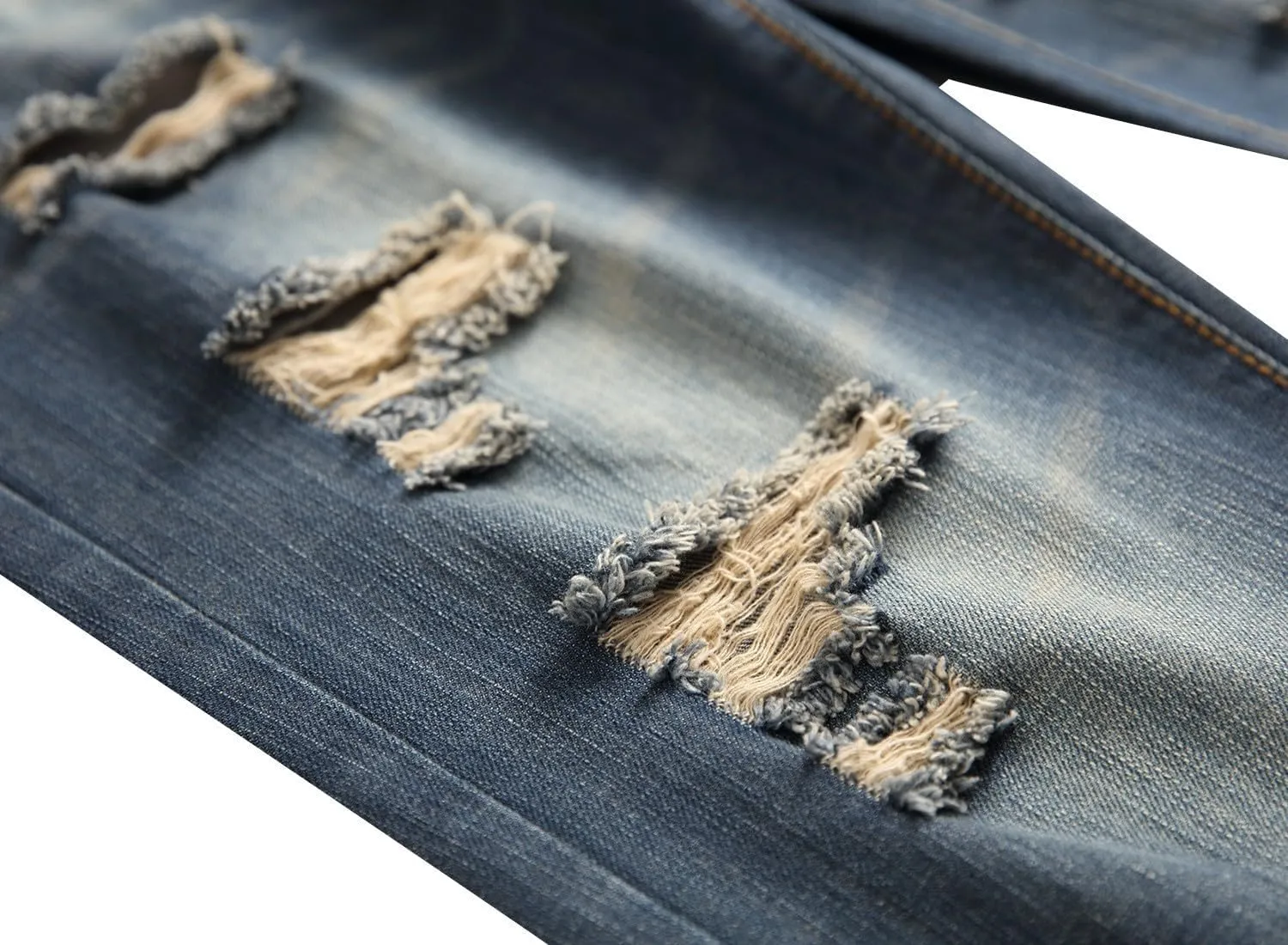 Men's Jeans Slim Fit Stretch Skinny Ripped Jeans for Men Stacked Distressed Straight Pants