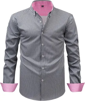 Men's Long Sleeve Plaid/Striped Shirts Casual Dress Shirt