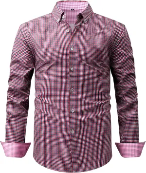 Men's Long Sleeve Plaid/Striped Shirts Casual Dress Shirt