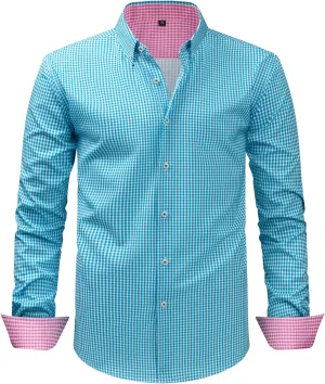 Men's Long Sleeve Plaid/Striped Shirts Casual Dress Shirt