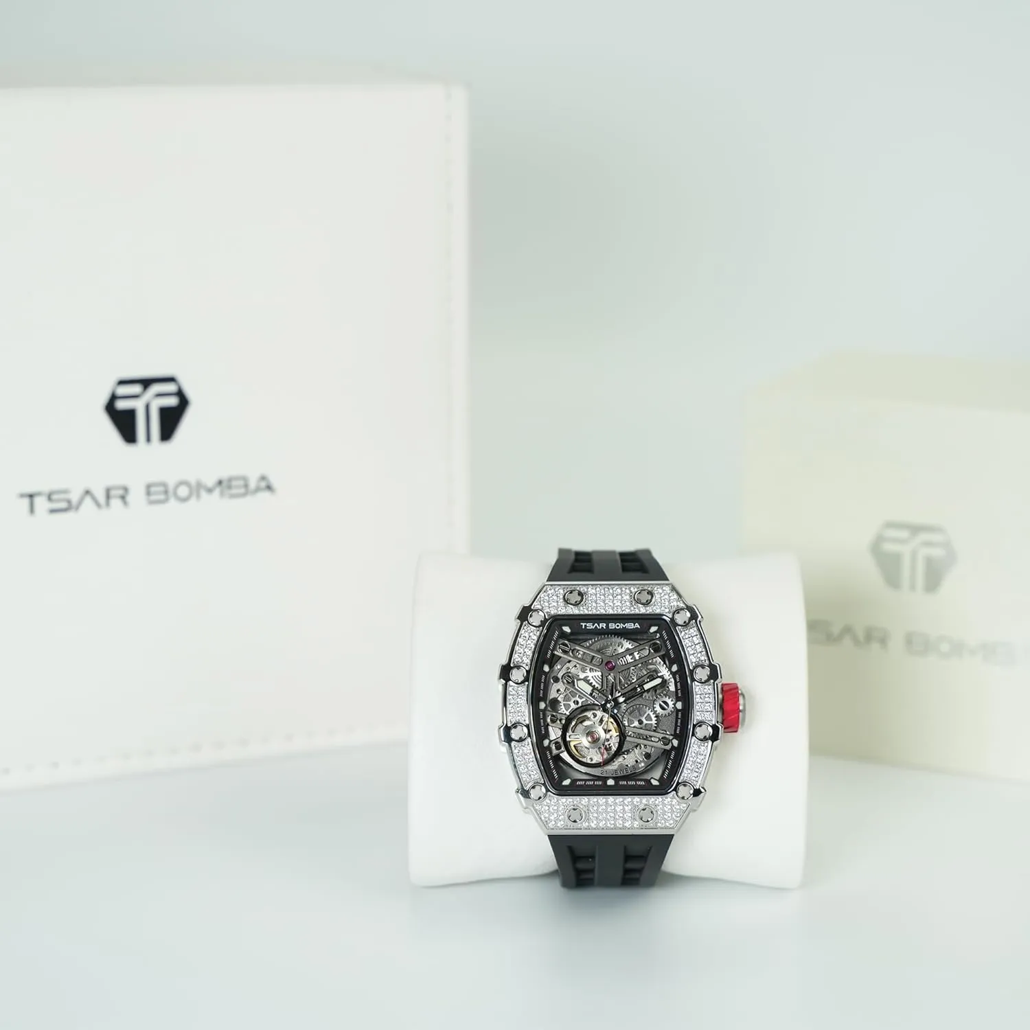 Mens Luxury Watch Automatic Watches for Men 50M Waterproof Japanese Mechanical Movement Tonneau Stainless Steel Case Sapphire Glass Big Face Watch Cool Unique Fashion Gift for Men