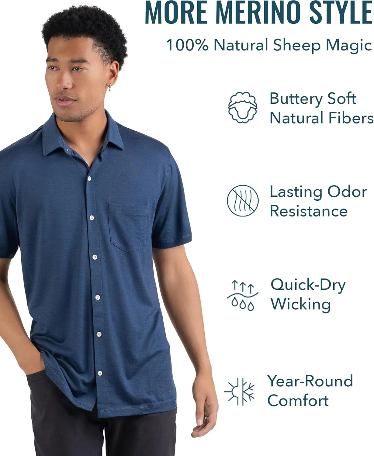 Men's Merino Button-Up by Woolly | RWS Certified | Super Soft, Classic Style, Seattle Designed