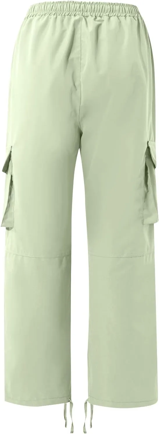 Men's Pants Drawstring Multi Pocket Casual Pants Hiking Cotton Twill Combat Pants Khaki Mens Relaxed Fit