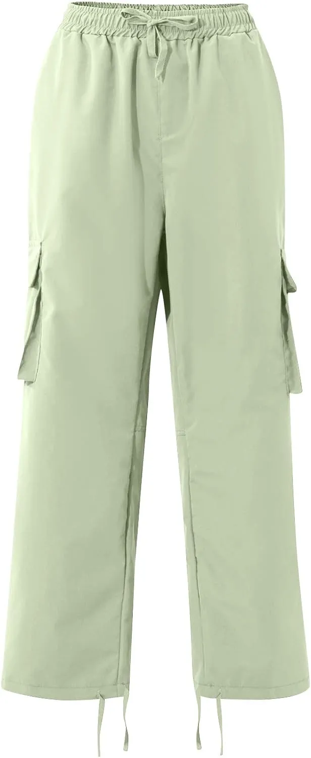 Men's Pants Drawstring Multi Pocket Casual Pants Hiking Cotton Twill Combat Pants Khaki Mens Relaxed Fit
