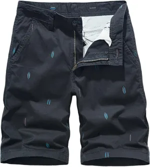Men's Slim-Fit 5" Flat-Front Comfort Stretch Chino Shorts Casual Summer Beach Shorts Mid-Waist Athletic Golf Cargo Shorts