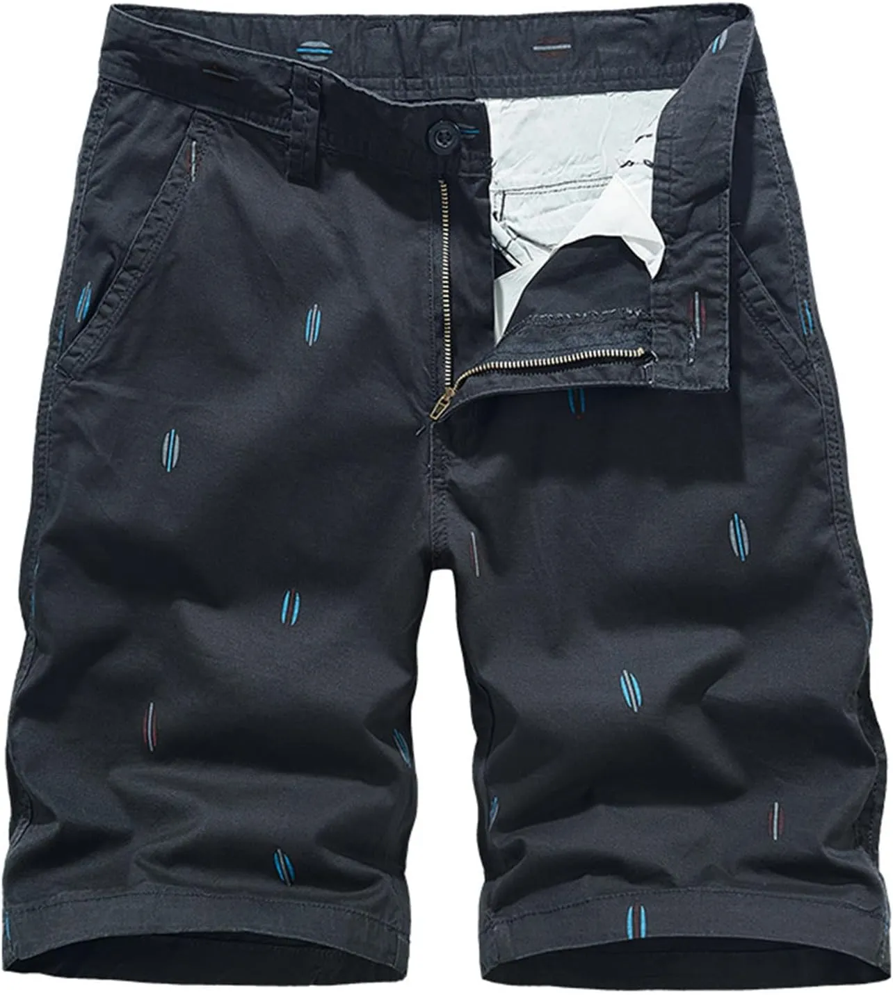Men's Slim-Fit 5" Flat-Front Comfort Stretch Chino Shorts Casual Summer Beach Shorts Mid-Waist Athletic Golf Cargo Shorts
