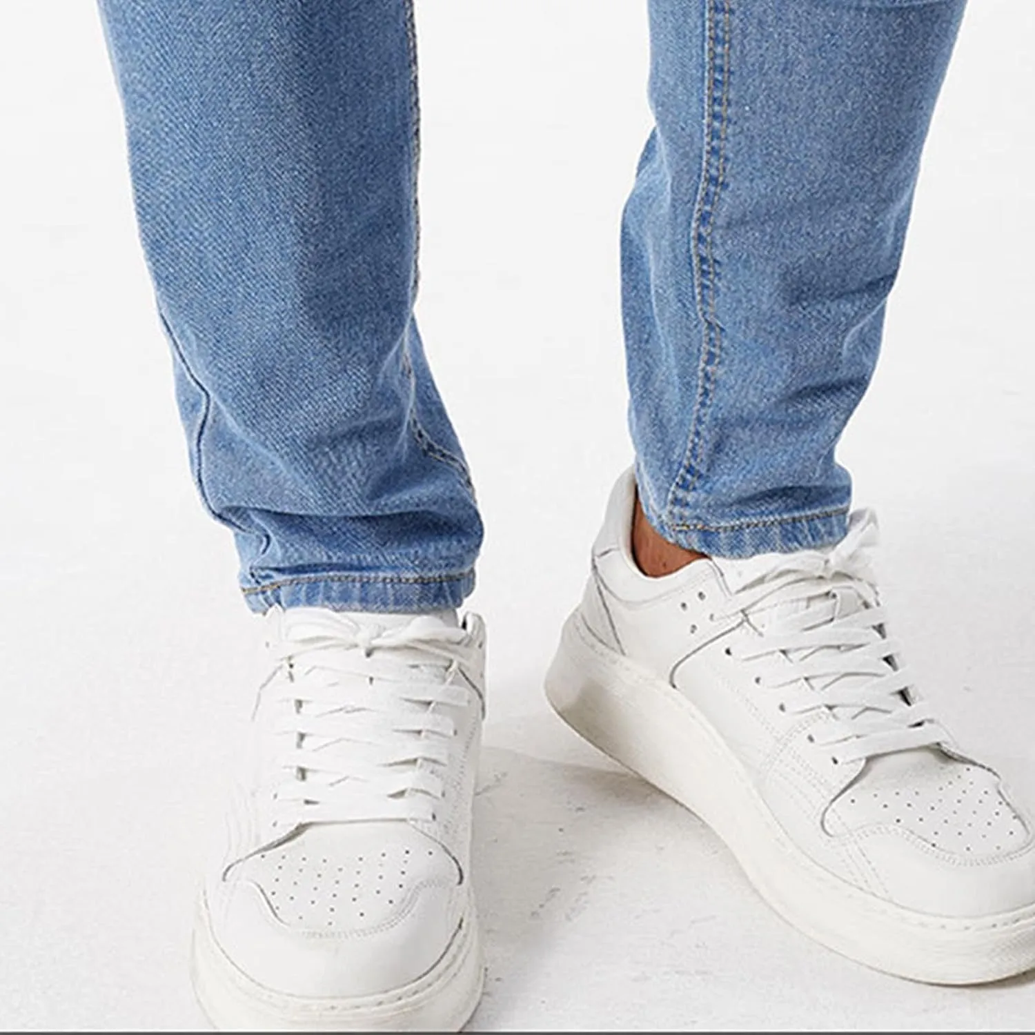 Men's Slim Fit Jeans Stretch Destroyed Ripped Skinny Jeans Distressed Straight Denim Pants Casual Trousers Streetwear