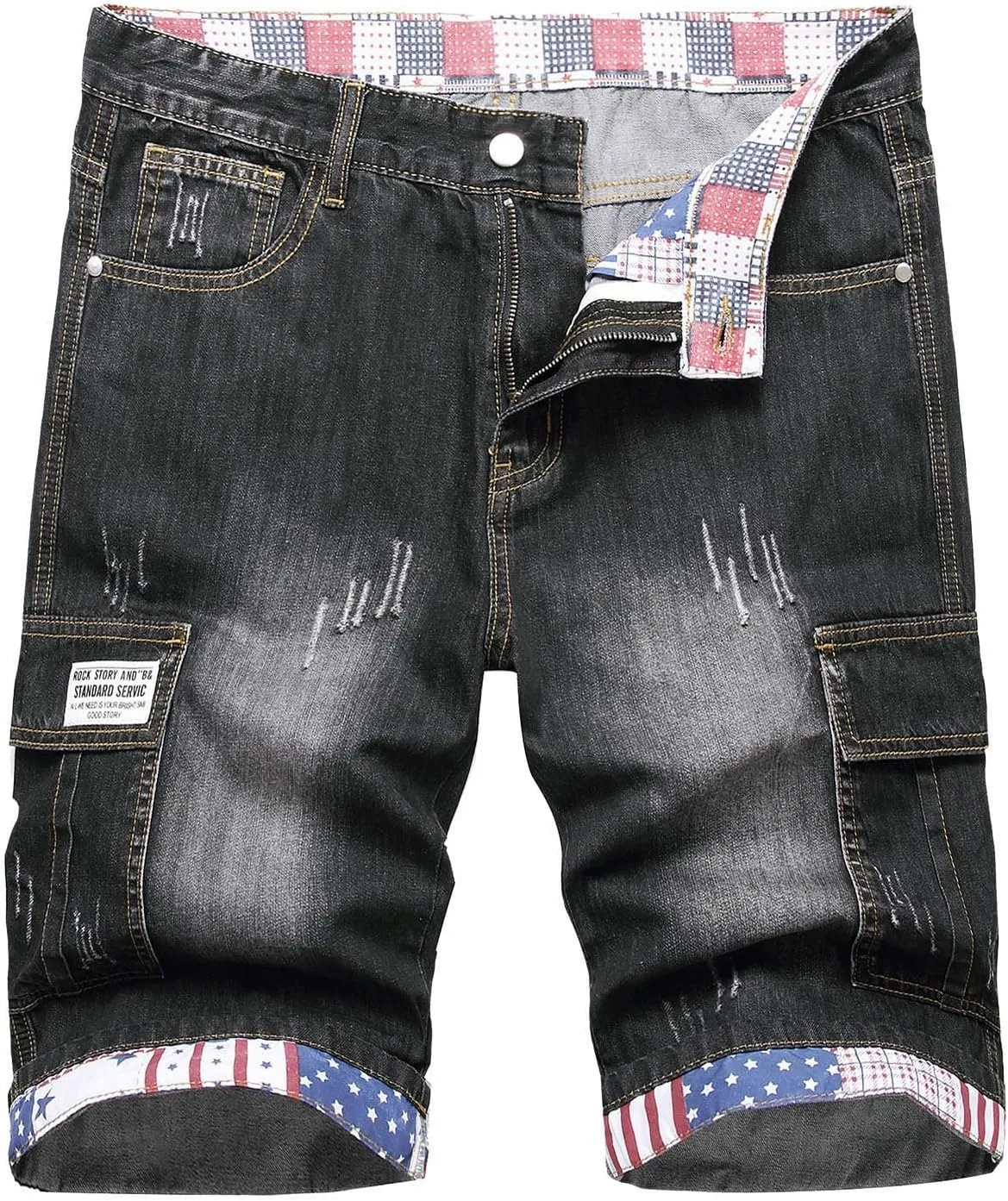 Men's Slim Fit Stretch Denim Shorts Casual Ripped Skinny Jean Shorts for Men, Fashion Straight Leg Comfort Flex Waist Shorts