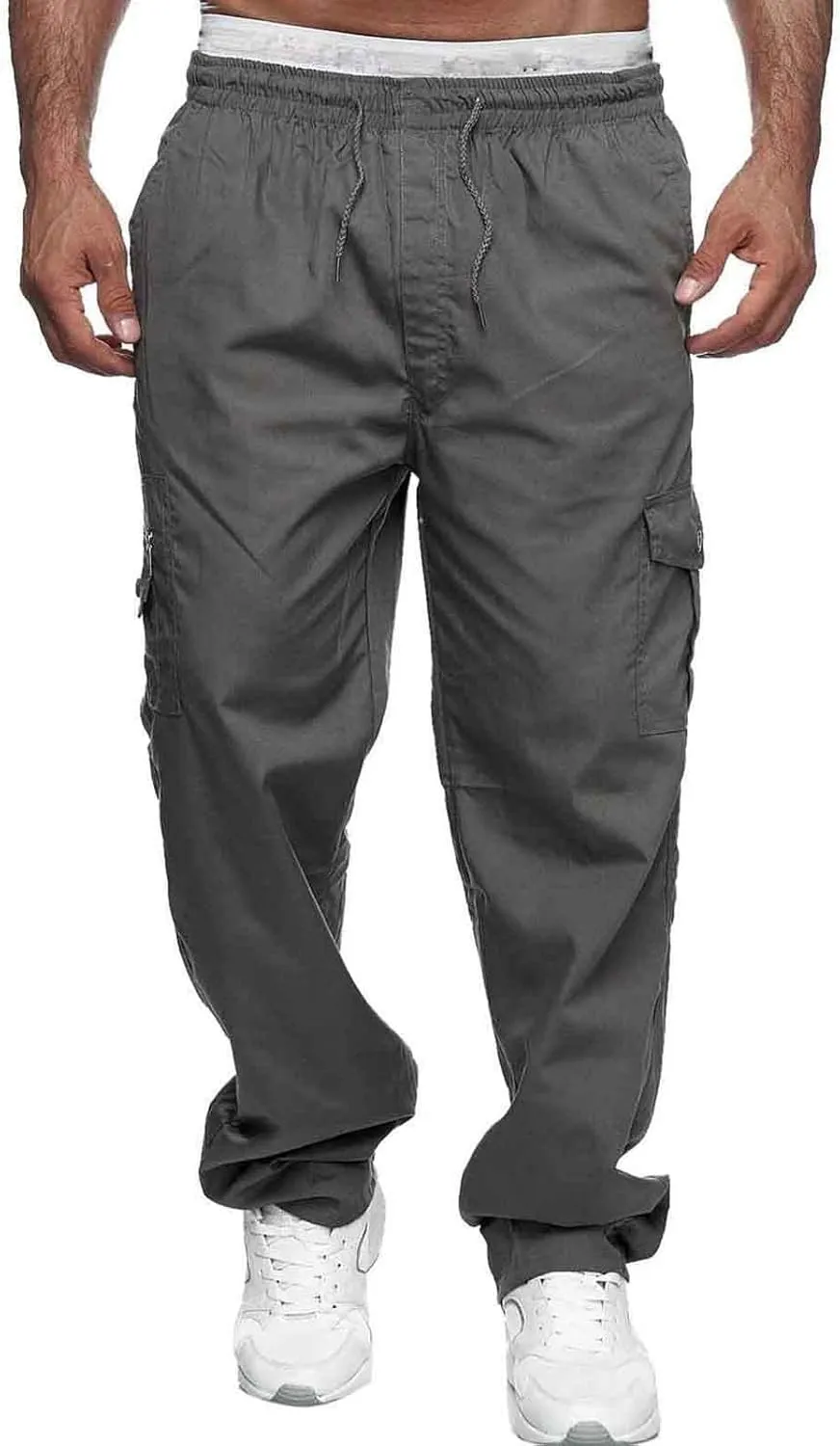 Mens Sweatpants with Pockets Big and Tall Fleece Cargo Sweatpants Stretch Elastic Running Athletic Sports Pants Casual