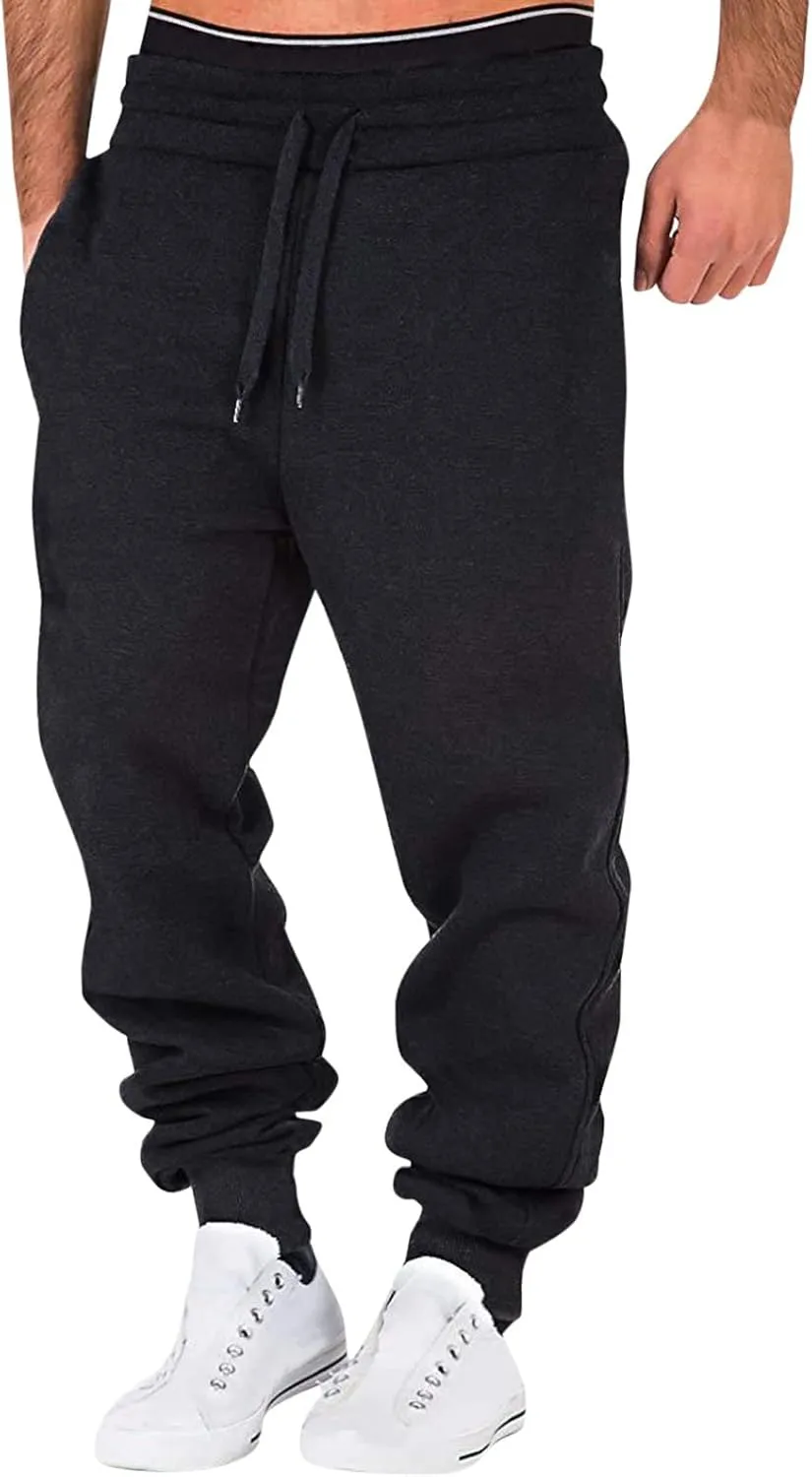 Mens Sweatpants with Pockets Big and Tall Long Pants Workout Trousers Men's Fleece Sweatpants Cotton Soft Sherpa Lined