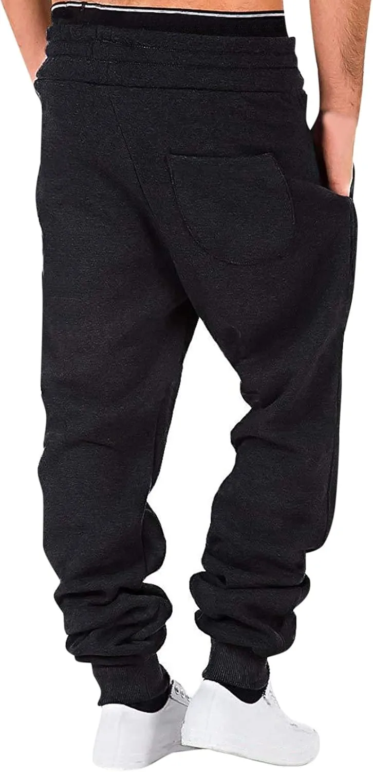 Mens Sweatpants with Pockets Big and Tall Long Pants Workout Trousers Men's Fleece Sweatpants Cotton Soft Sherpa Lined