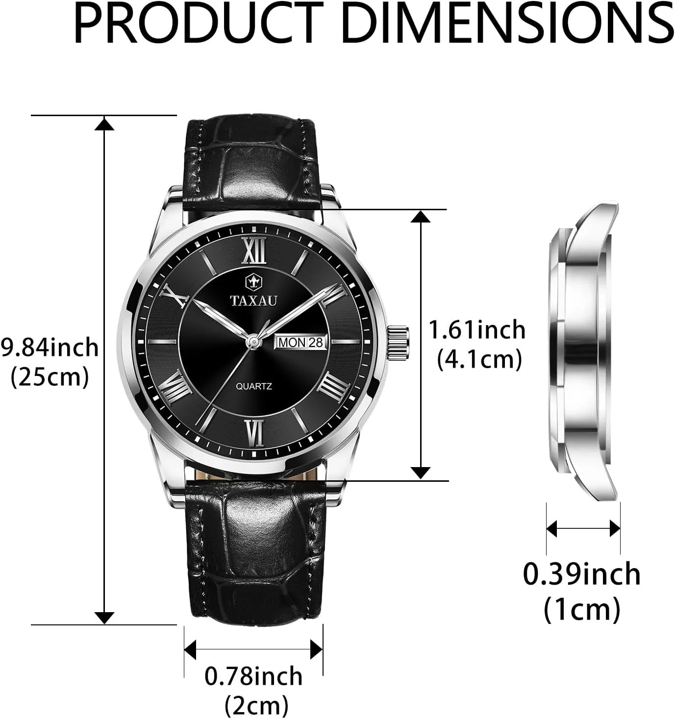 Mens Watches Waterproof Leather Watch for Men Dress Luxury Analog Quartz Watch Casual Large Number Wrist Watch Day Date Classic Watches Easy Read Big Face reloj para Hombre