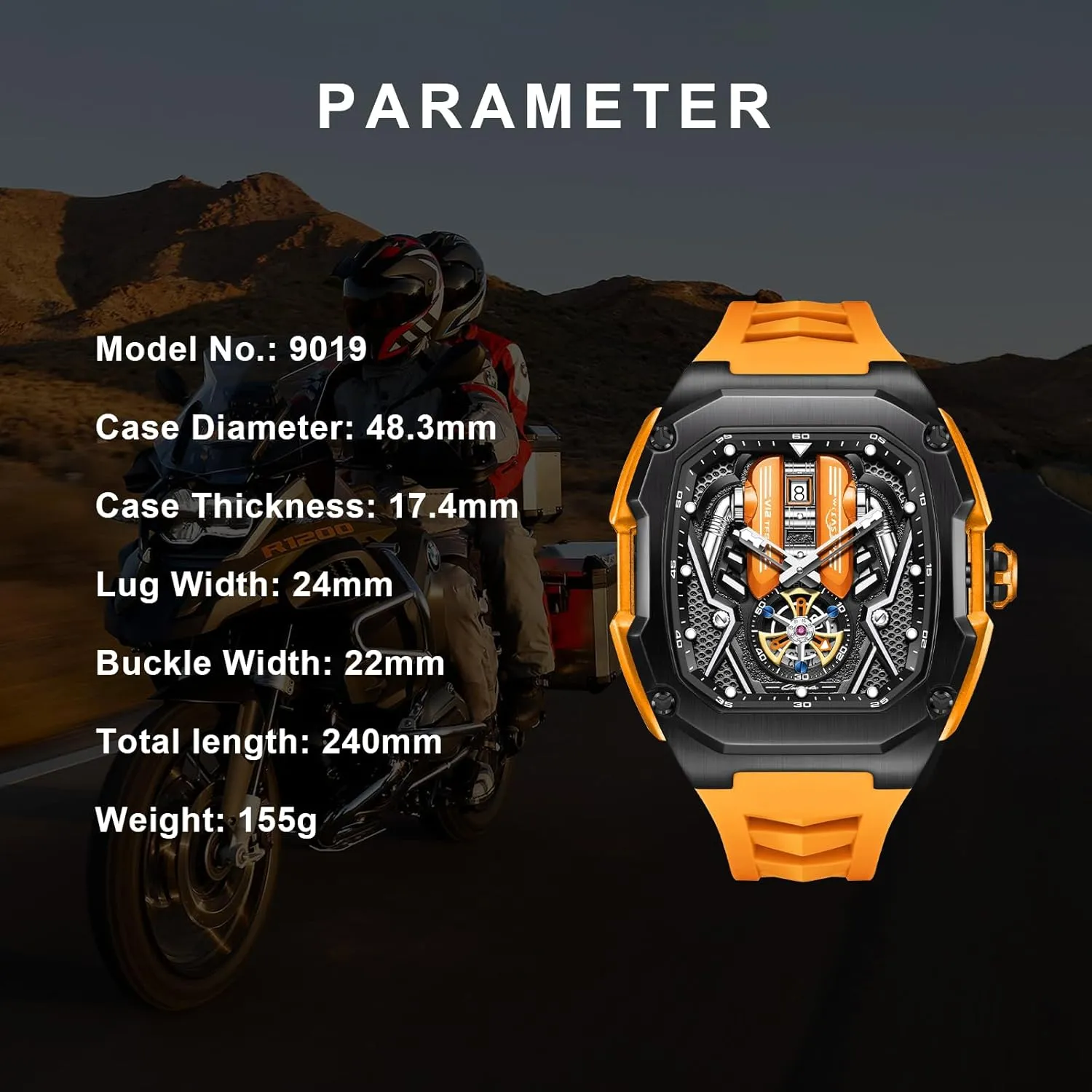 Mens Watches, Wrist Watches Luminous Design, Big Face Fashion Quartz Black Watch 30ATM, Casual Watch for Men Unique Gifts for Men