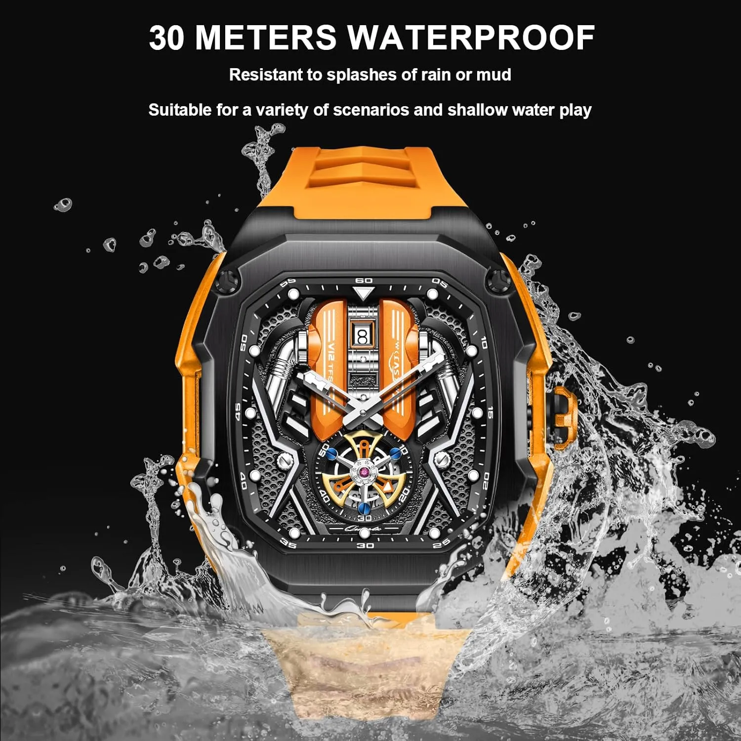 Mens Watches, Wrist Watches Luminous Design, Big Face Fashion Quartz Black Watch 30ATM, Casual Watch for Men Unique Gifts for Men