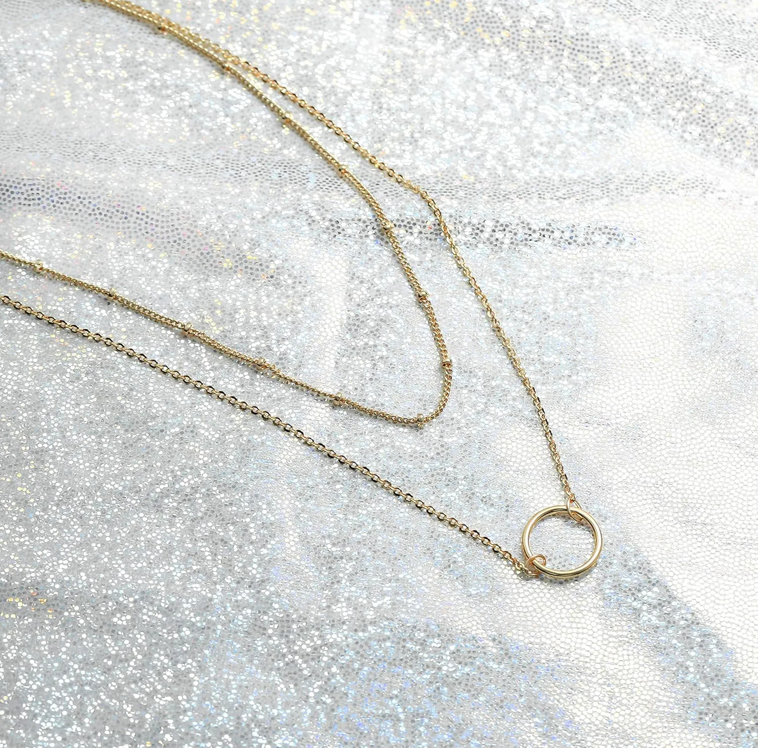 MEVECCO Layered Heart Necklace Pendant Handmade 18k Gold Plated Dainty Gold Choker Arrow Bar Layering Long Necklace for Women