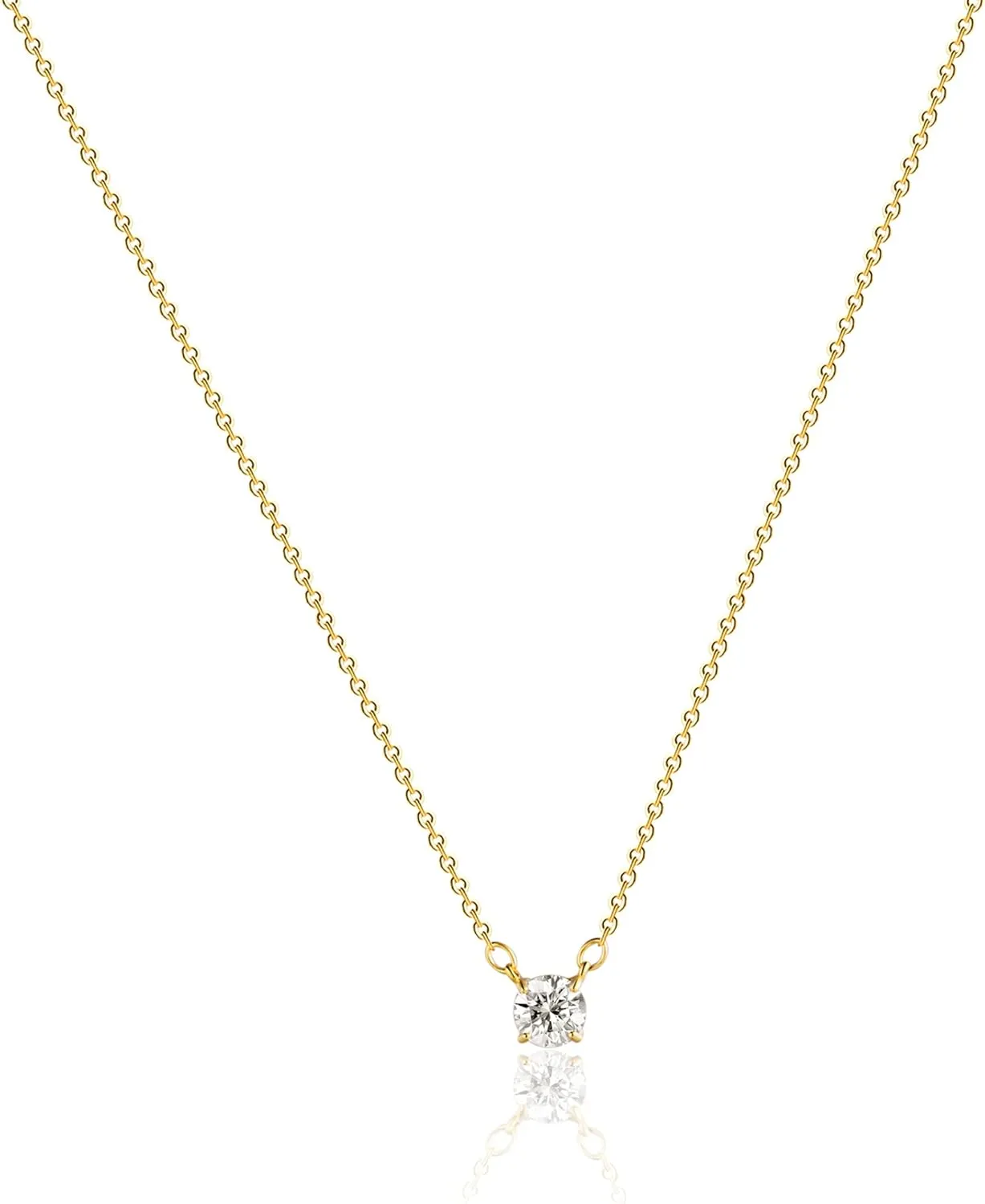 MIDEEO CZ Diamond Necklace for Women Dainty Layered Cubic Zirconia Solitaire Pendant Necklace Gold Plated Waterdrop Shape Square Emerald Green CZ Simulated Diamond Bridesmaid Necklace